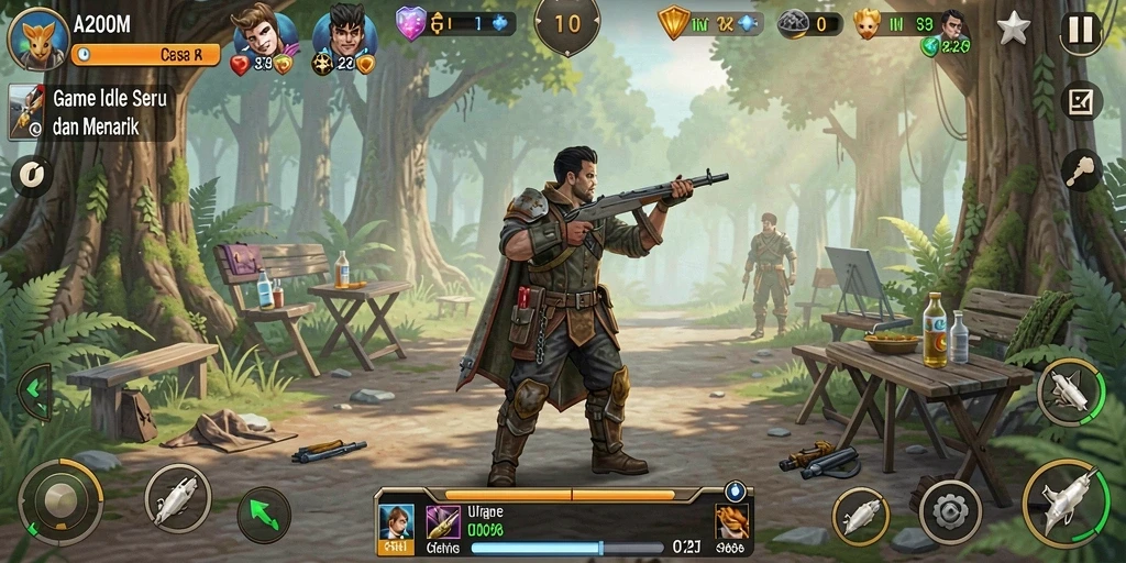Screenshot A200M menampilkan gameplay Idle dengan animasi yang menarik.