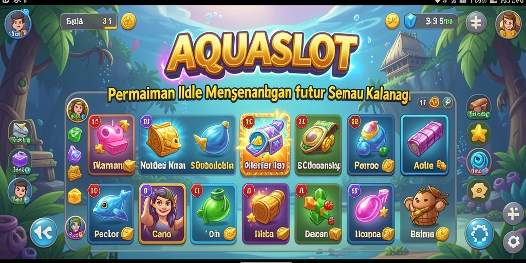 Tangkapan layar AQUASLOT menampilkan gameplay Idle yang menarik dan mengasyikkan.