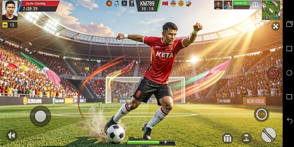 Screenshot gameplay KM789 menampilkan aksi olahraga intens dan grafis menawan.