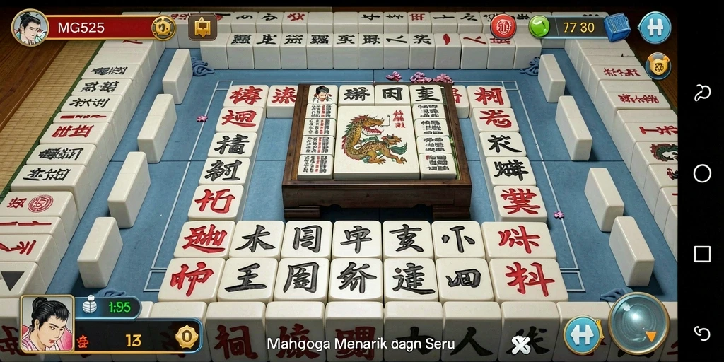 Tampilan gameplay seru di MG525 dengan tile Mahjong yang menarik.