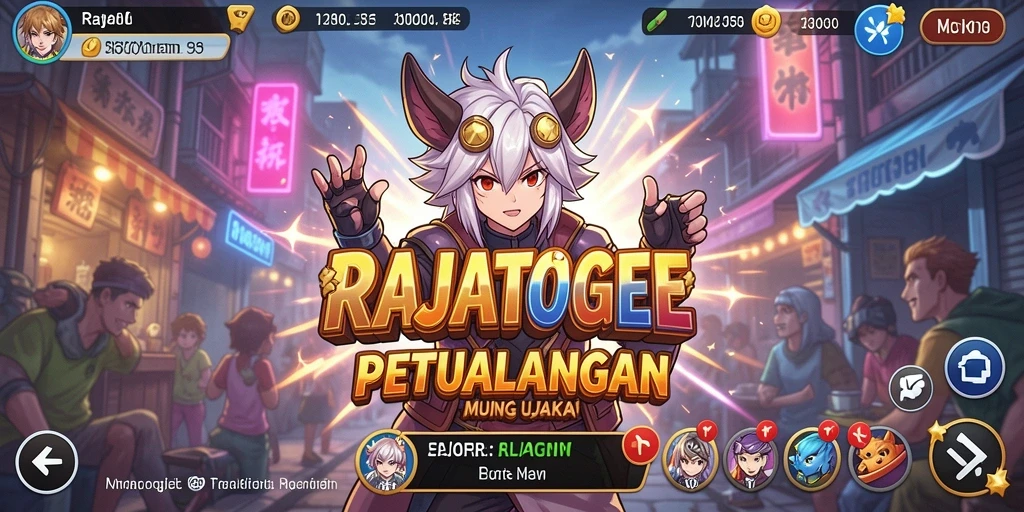 Tampilan gameplay yang epik dalam dunia Anime yang penuh warna.