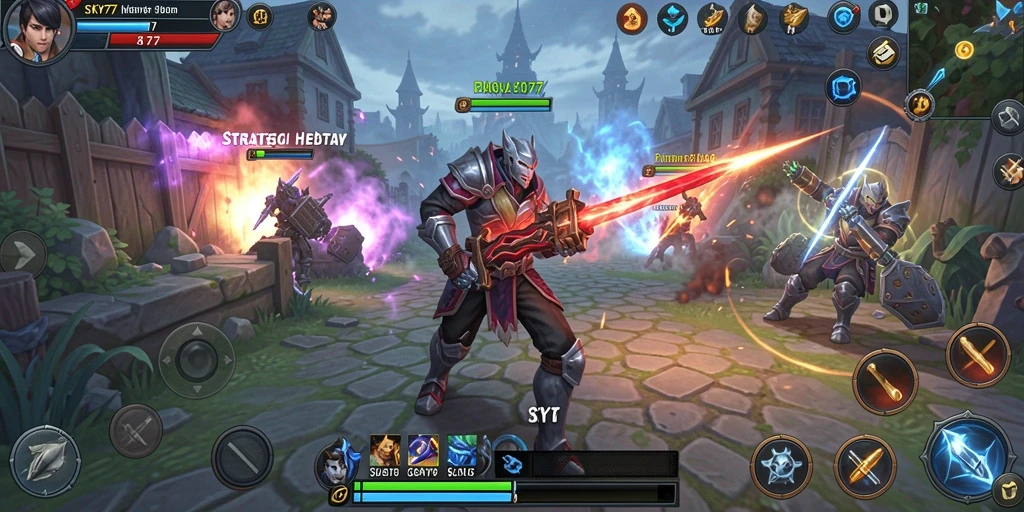 Tangkapan layar <strong>SKY77</strong> menampilkan aksi penuh strategi dalam pertempuran.