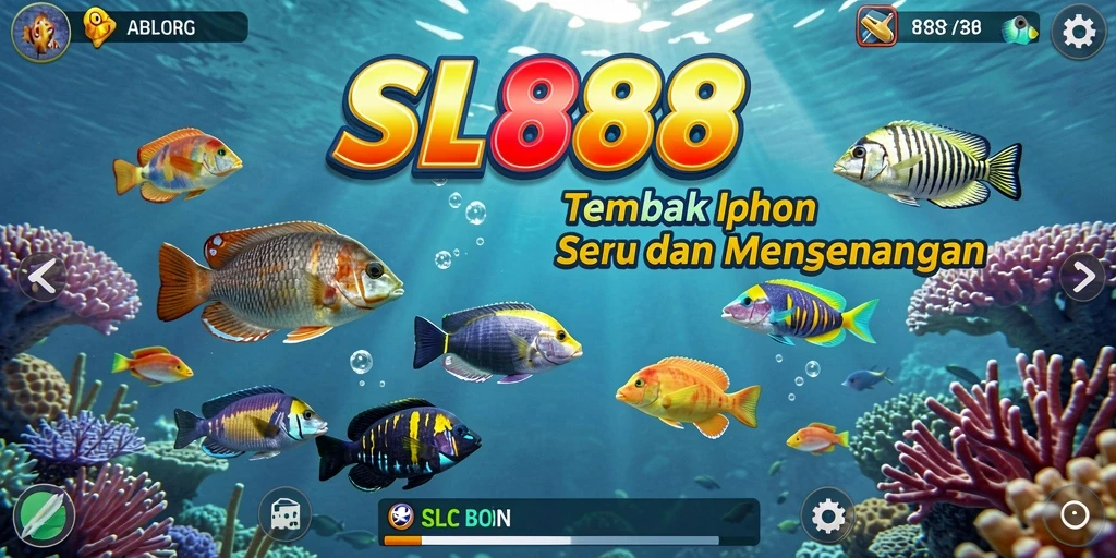 Screenshot SL888 menampilkan pemain menembak ikan dengan senjata canggih.