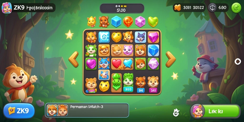 Tampilan gameplay menarik dari ZK9 dengan berbagai level Match-3.